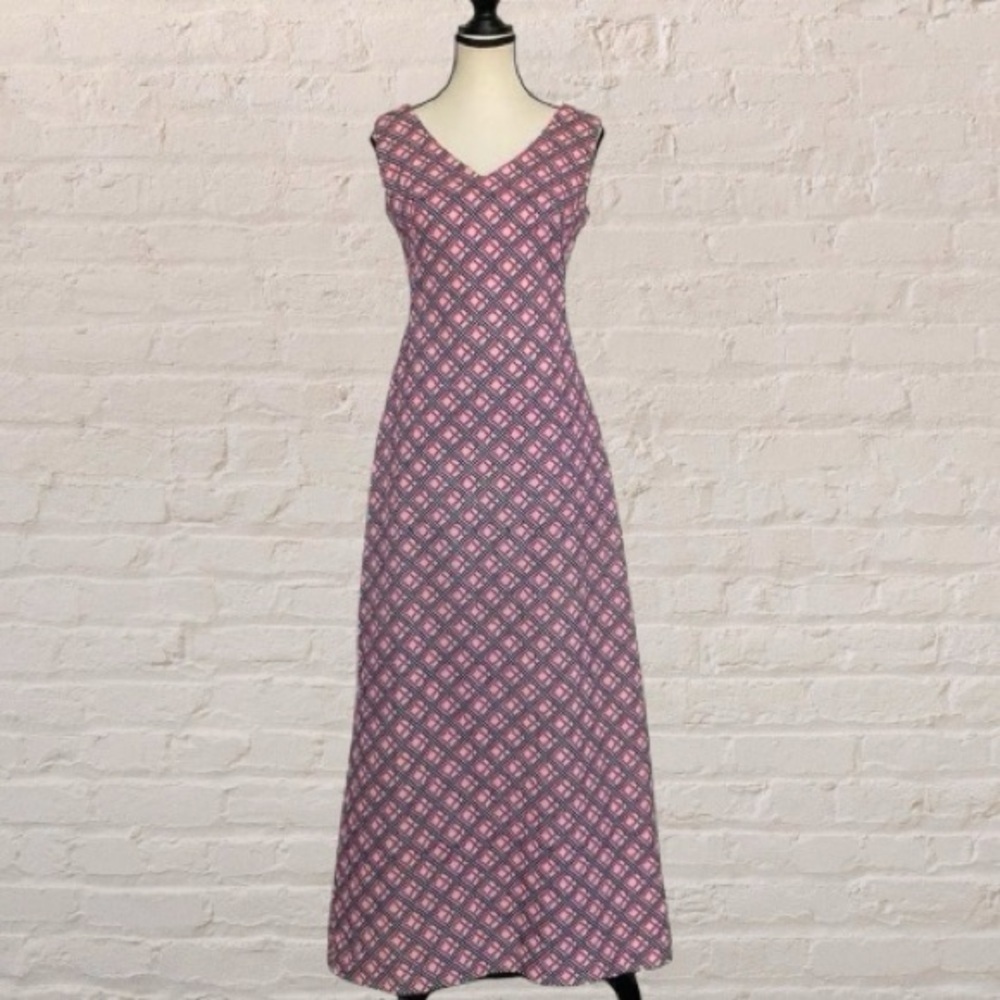 Lanvin Paris *vintage* red white & Blue Maxi Dress Size 8